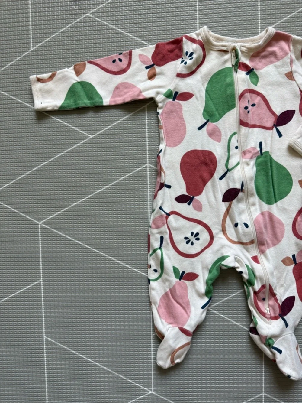 Wonder nation|Baby gender neutral White Footed One-piece,fruit:pear print•••0-3M